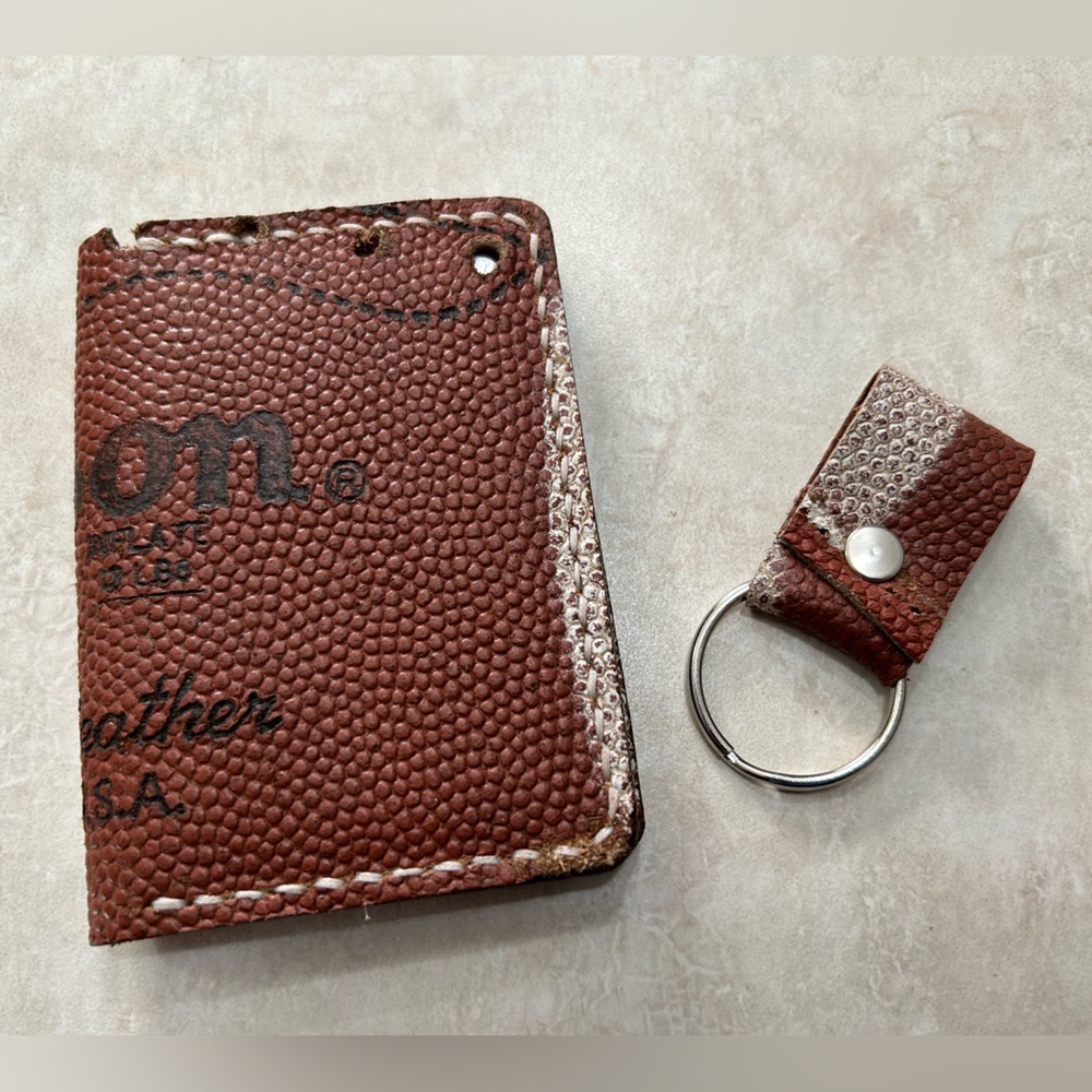 Handmade Wilson Football Leather Bifold  Pocket Wallet Card Holder Made In USA